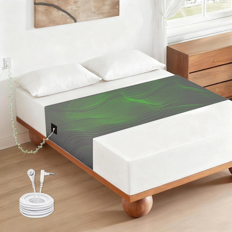 Groundingtop Store Grounding Sheets for All Mattress Sizes,Grounding Mat for Bed 10% Silver Fiber+90% Cotton Grounding Sheets Sleeping Earth Grounded Mat,Grounding Fitted Sheet Healthy Sleep 106"x23.6" Gray - Image 1